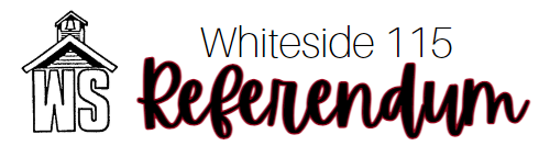 School house logo and text saying Whiteside 115 Referendum